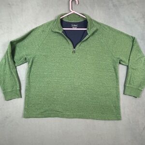 LL‎ Bean Sweater Mens XL Green Slightly Fitted Pullover 1/4 Zip Item ID 507471